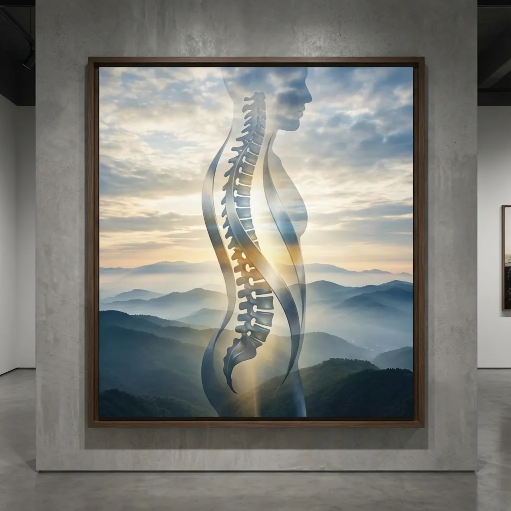 Artistic visualization of a spine in fluid motion representing active lifestyle