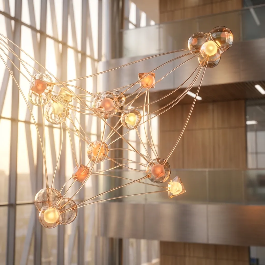 Abstract network visualization representing support and knowledge