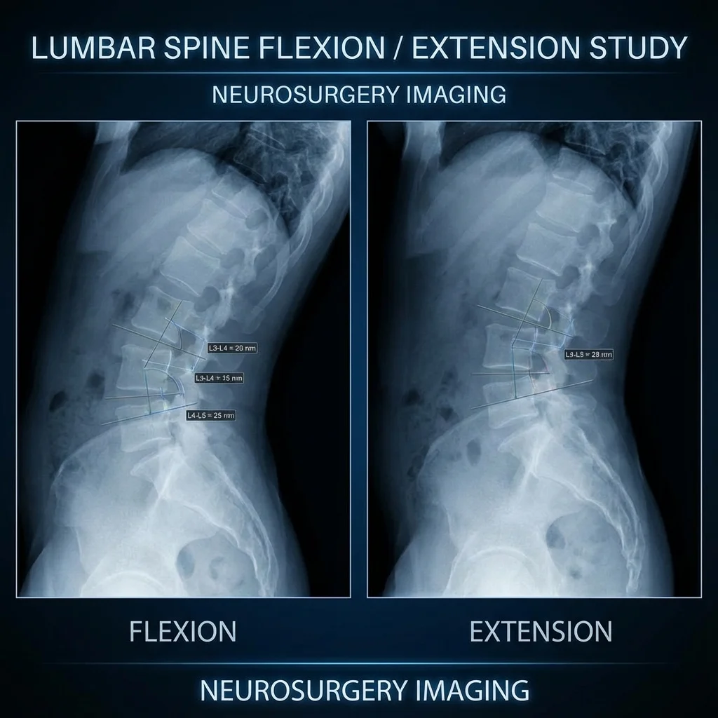 Flexion/Extension X-ray demonstrating spinal motion assessment