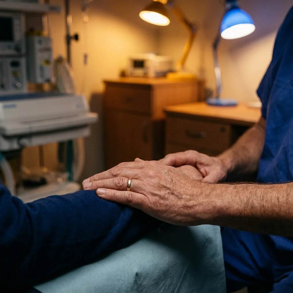 Spine surgeon in thoughtful consultation